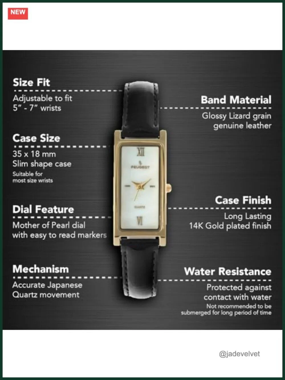 Slim 14K Gold Plated Dress Watch, Mother of Pearl Roman Numeral Leather Strap
